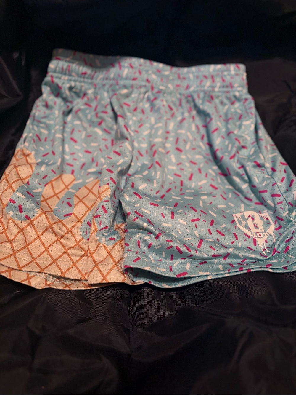 Blue Kids' Ice Cream Sprinkle Print Shorts with Cone Accent